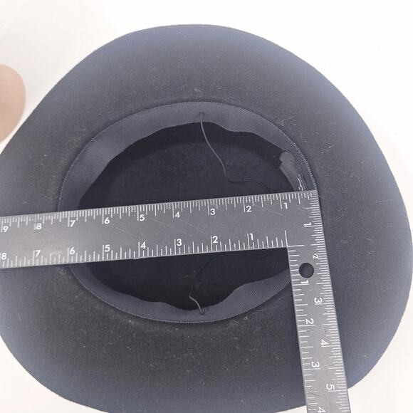 Vintage 1970\'s Sonni Black wool felt Cartwheel Bolero Boater Style Hat